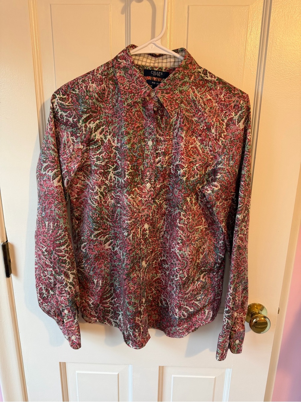 Chaps Pink and Green Floral Button-Up Shirt